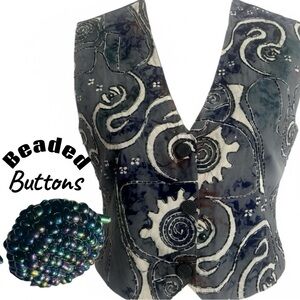 Y2K Vest Statement Artisan Fashion Embellished Iridescent Beads Whimsy Bohemian